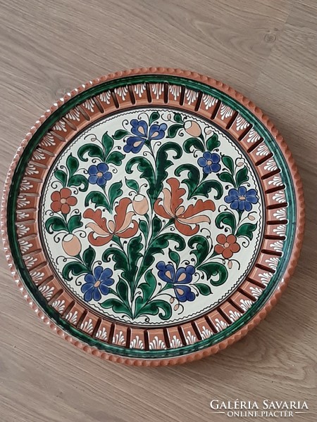 Mezőtúr ceramics tailor Lajos, lajosné ceramic wall plate, wonderful large size 42 cm in diameter
