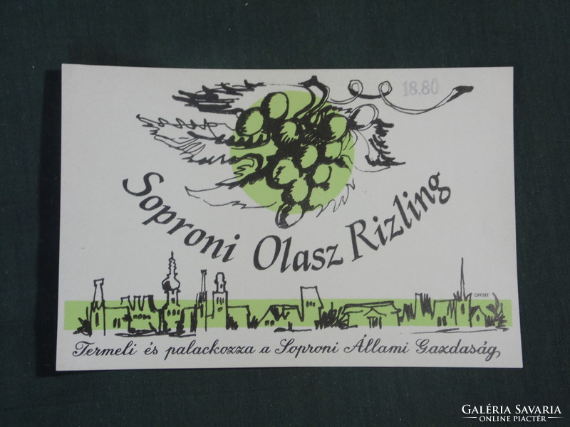 Wine label, Sopron wine farm, Sopron Italian Riesling wine