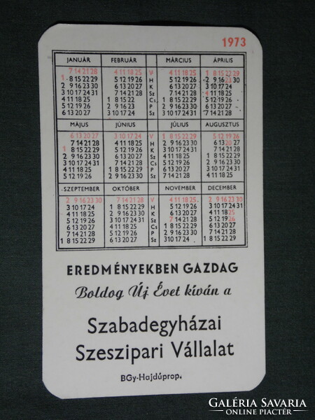 Card calendar, club 99 whisky, Szabadegyház spirit industry company, 1973, (2)