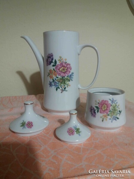 Virágmintás Alföldi porcelán kávés készlet