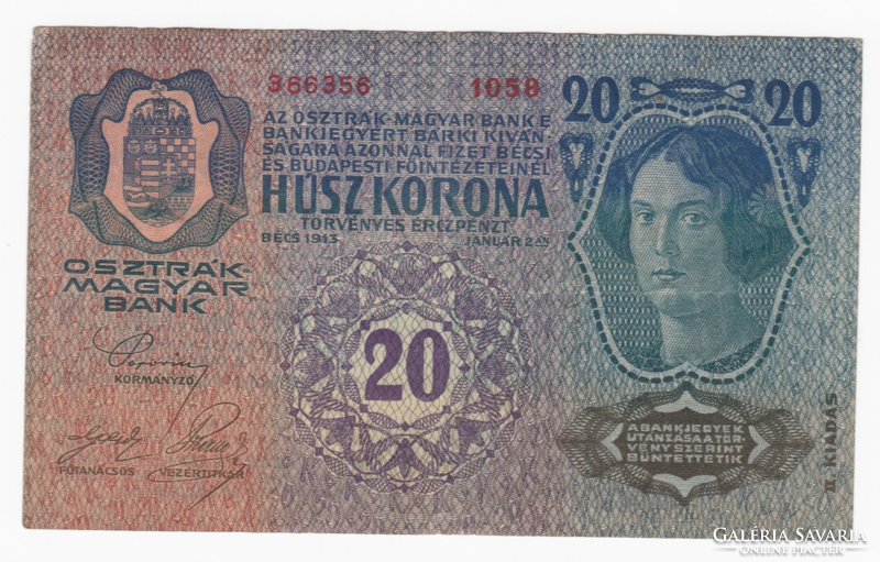 Twenty crown banknote 1913