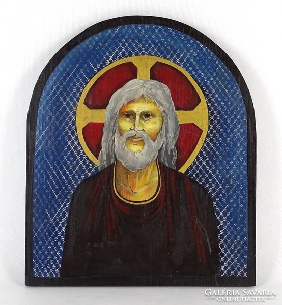 1P311 Szárovi szent Szerafim festett ikon 29 x 24.5 cm