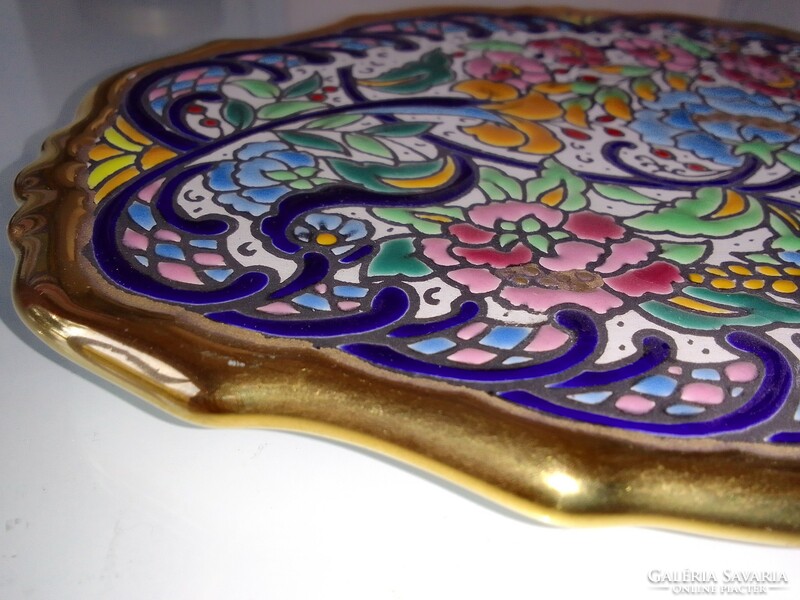Gold and fire enamel ceramic plate
