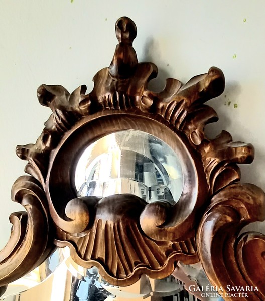 Eredeti Barokk faragott fa fazettás tükör ALKUDHATÓ