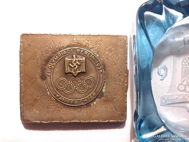 Berlin 1936 olympic games cigarette case ashtray badge marked signed third reich