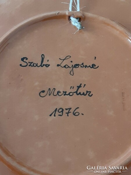 Mezőtúri kerámia Szabó Lajos , Lajosné  kerámia fali tányér Csodálatos nagy méretű  42 cm átmérőjű