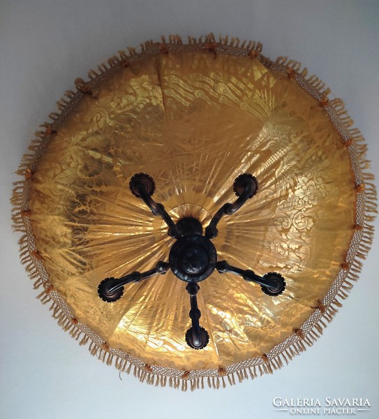 Special, unique, oriental-style, golden ceiling lamp, 5-arm chandelier