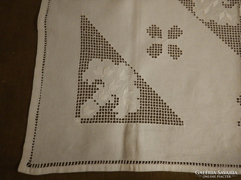 White embroidered tablecloth; 95 cm x 95 cm