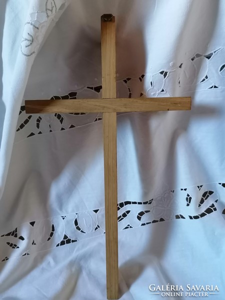 A particularly beautiful handmade wooden crucifix without a body from the seventies.