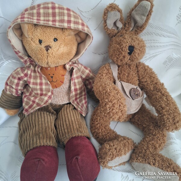 Plush teddy bear, teddy bear and bunny, rabbit