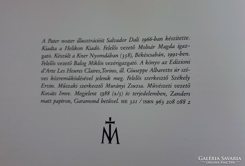 Salvador Dalí:  Pater Noster - Helikon kiadó 1991.  Békéscsaba