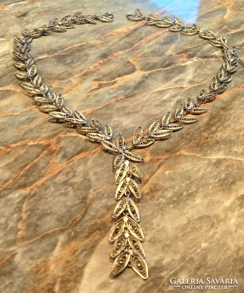 Collector's item: unique marked silver necklace with lace 39gr