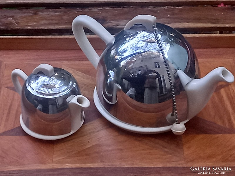Art deco style/Bauhaus thermos, metal chest English tea/coffee set