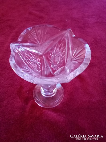 Polished glass crystal vase in the shape of a goblet