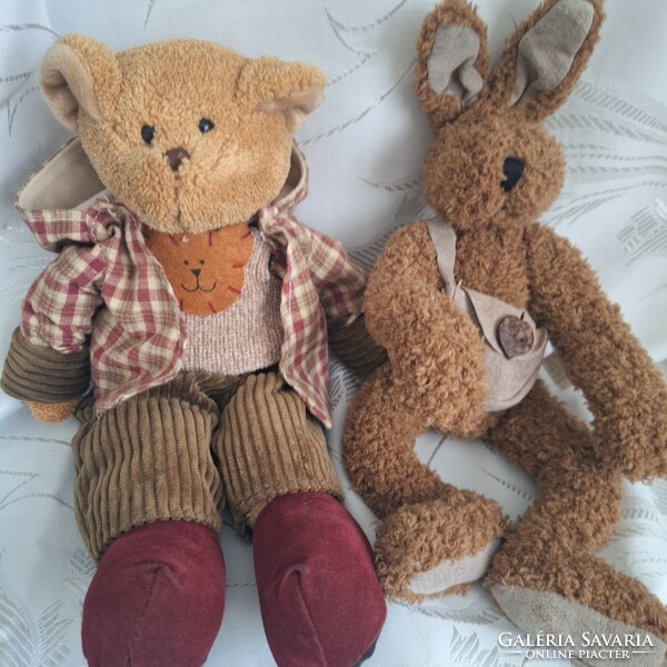 Plush teddy bear, teddy bear and bunny, rabbit