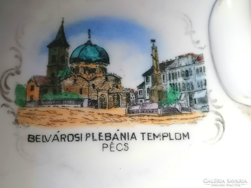 A very rare bowl decorated with an image of the inner-city parish church of Zsolnay