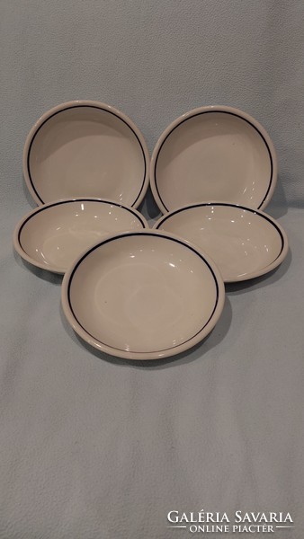 5 db Zsolnay porcelán kék csíkos tányér