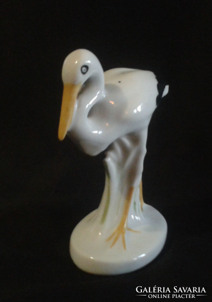 Régi porcelán gólya madár ( figurás szobor )