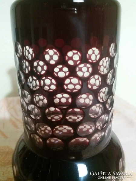 Purple-colored, polished glass brandy set