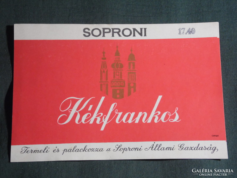 Wine label, Sopron state wine farm, Kékfrankos