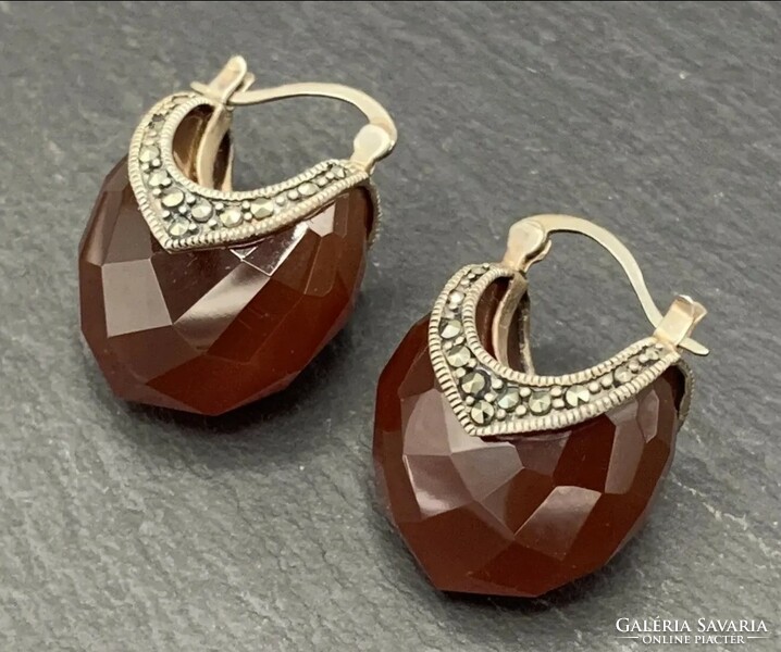 Special silver 925 earrings with carnelian gemstone - lots of handmade jewelry