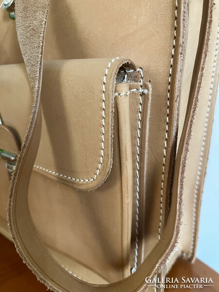 Real leather retro shoulder bag, natural leather, new, never used, patrol bag