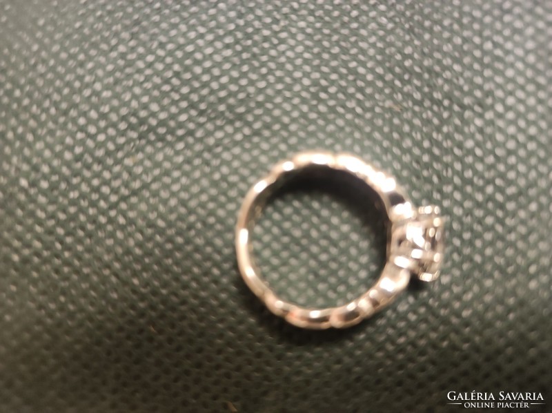 Israeli silver ring with white zircon stone