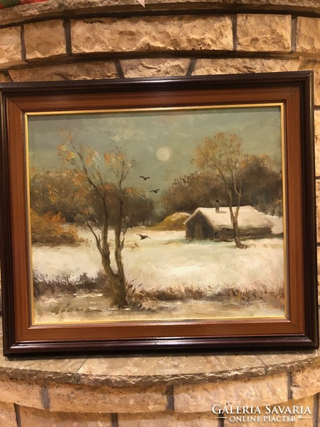 Winter landscape oil painting by Emil Gádor
