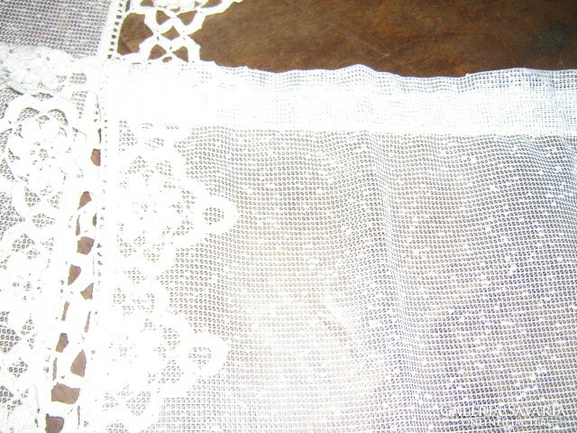 Pair of dreamy special handmade crochet lacy edges stained glass curtains in vintage style