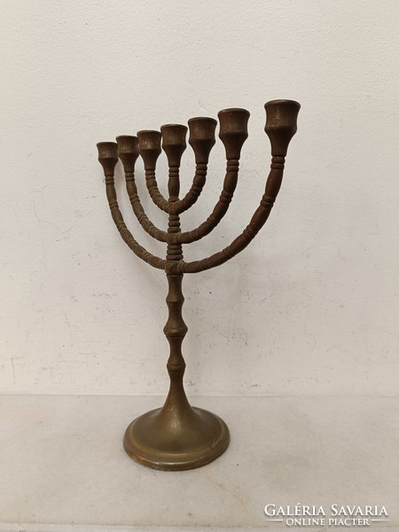 Antique menorah Judaica copper Jewish candle holder 7 branch menorah 399 8035