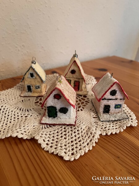 Christmas tree decorated houses - 4 pcs