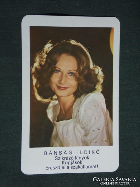 Card calendar, motion picture cinema, Bánság ildiko, actress, 1976, (2)