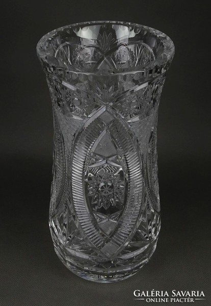 1P340 old large thick-walled polished glass crystal vase 28 cm