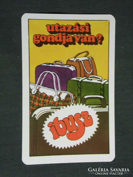 Kártyanaptár, IBUSZ utazási iroda, grafikai rajzos, bőrönd , 1976 ,   (2)