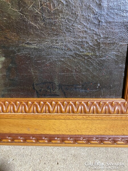 Handmade blacksmith's oil on canvas painting, 70 x 50 cm.