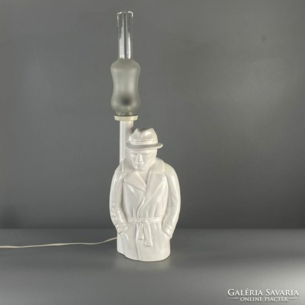 Delfts wit holland vintage "detektív" porcelán asztali lámpa