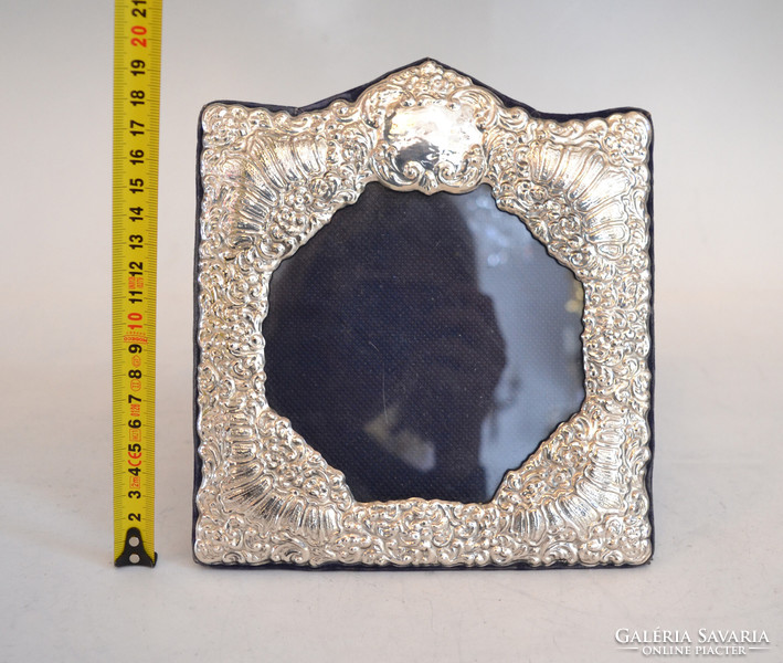 Silver picture frame - decorated with plant ornaments (nn14)