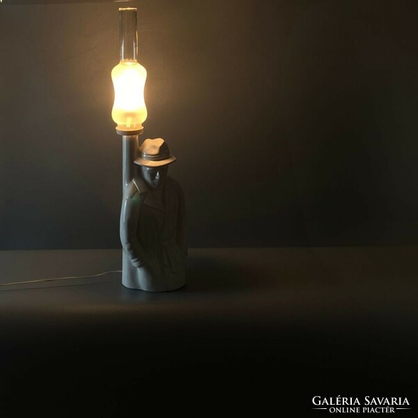 Delfts wit holland vintage "detektív" porcelán asztali lámpa