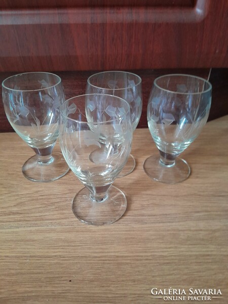 Old, beautiful stemmed glass, 4 pieces