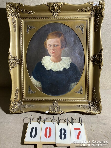 Jakab szignóval olaj, vászon, női portré, 53 x 66 cm-es.