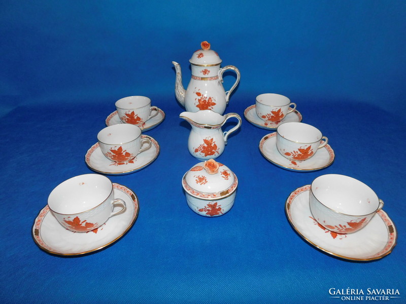 Herend Appony pattern orange 6-piece tea set