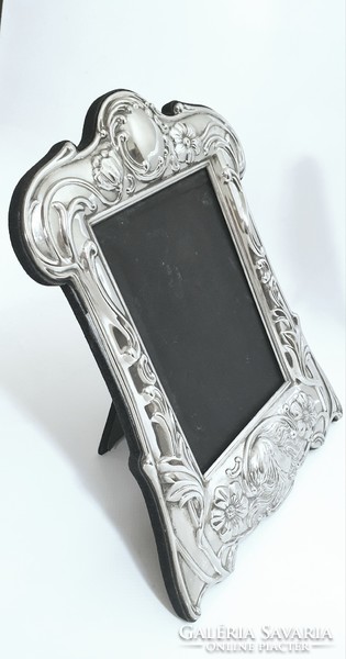 Silver-plated art nouveau photo frame, photo frame, photo holder