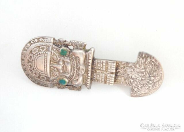 Antique silver tumi chrysocolla Peruvian badge