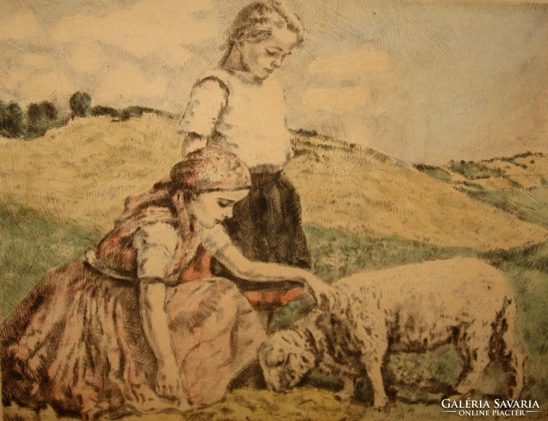 Glatz oszkár rarity: girls with lamb is a real curiosity!
