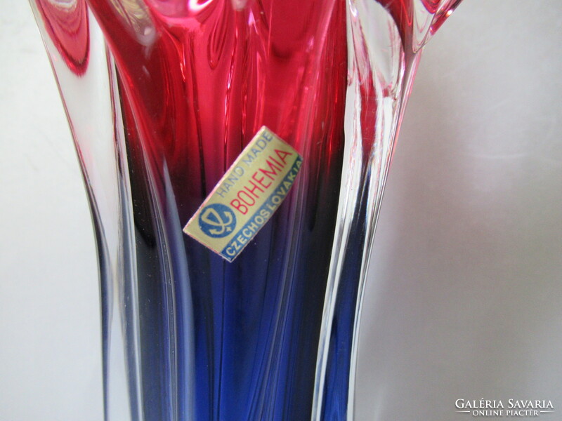 Retro Czechoslovakian glass vase, 28 cm (j. Hospodka) around 1970, marked