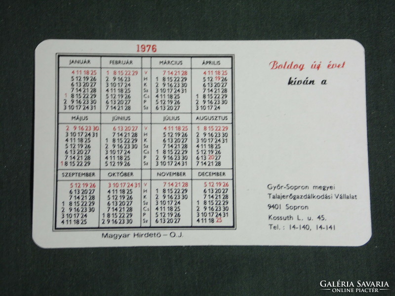 Card calendar, florasca flower field, Sopron soil strength management shoulder, 1976, (2)
