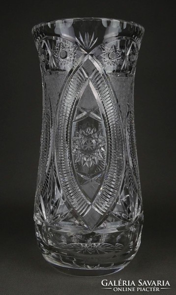 1P340 old large thick-walled polished glass crystal vase 28 cm