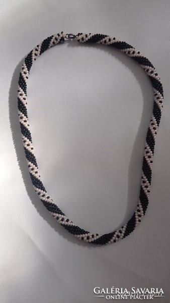 Antique folk glass pearl necklace, old folk women's jewelry