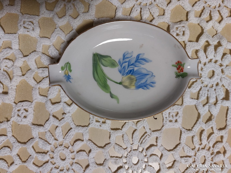 Herend porcelain blue floral ashtray