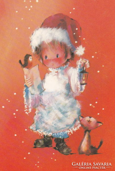 T:13 Karácsonyi  cicás képeslap kinyithatós